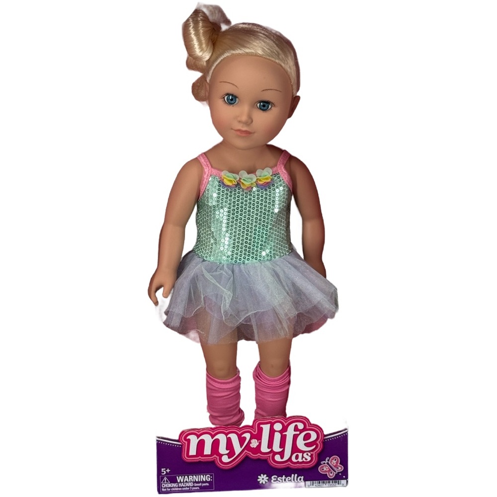 “My Life As” Doll w\Glittery multicolored outfit Blonde Blue eyed 18” Girls 5+